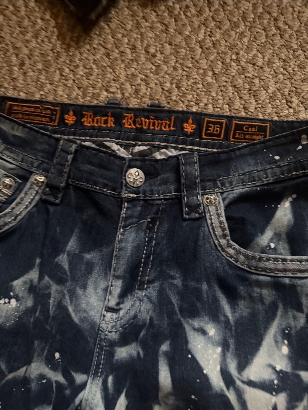 Rock Revival Men's Cael Alt Straight Jeans. Size: 36W/32.5L/18.5Inseem - Picture 1 of 11